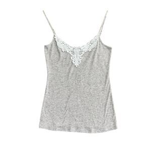 VINTAGE WET SEAL Y2K Women's XL Gray Cami Top Crochet Boho‎ Festival